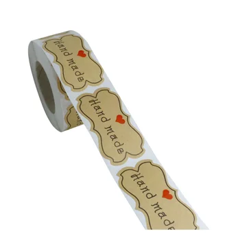 

1 Roll Adhesive Sealing Sticker Kraft Paper Sealing Label Stickers Hand Made Alphabet Printed Sealing Sticker Gift Sealing Stick