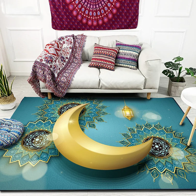 

RAMADAN KAREEM Muslim Carpet for Living Room Islam Prayer Rugs Non Slip Moon Lighthouse Church Mat Chair Cushion 3D Carpets
