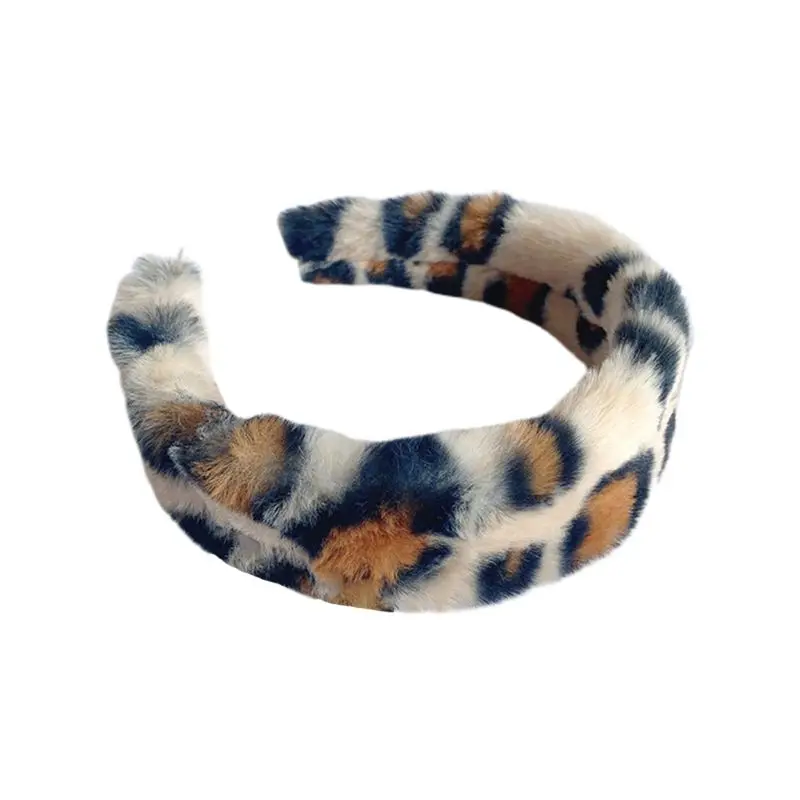 Women Vintage Leopard Pint Headband Lady Casual Winter Warm Hair Hoop Party Festival Decor Female Washing Face Headwear - Цвет: J