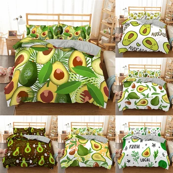 

Home Textile Beddding Set Avocado Green Fruit style Bed Duvet Cover Set And Pillowcases Bed Set Single Queen Twin Full Size