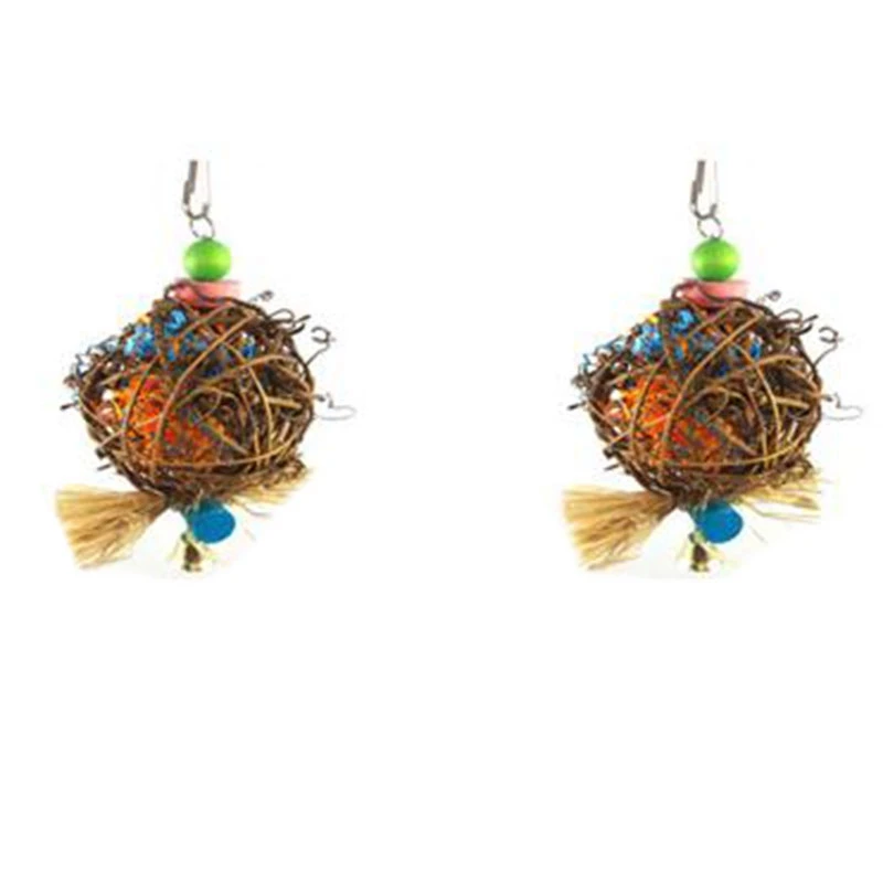 

HOT 2PCS Little Bird Chew Toy Foraging Shredder Toy Parrot Cage Shredder Toy Foraging Little Parrot Hanging Toy