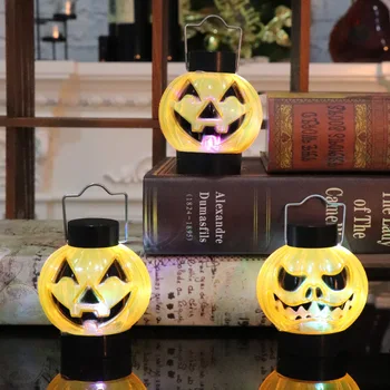 

Halloween Portable Scary Face Pumpkin Lantern Living Room Desktop Decoration Decorations Luminous Led Pumpkin Night Light