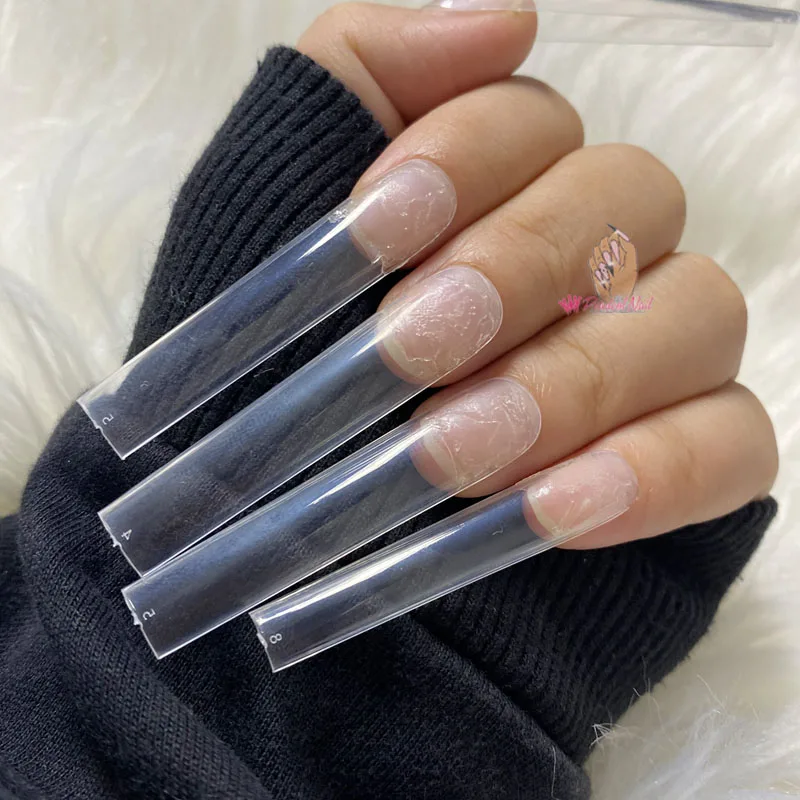 3XL Square Straight Extra Long Full Cover Nails Artificial Acrylic False Nail Tips Clear Press On Manicure Tool