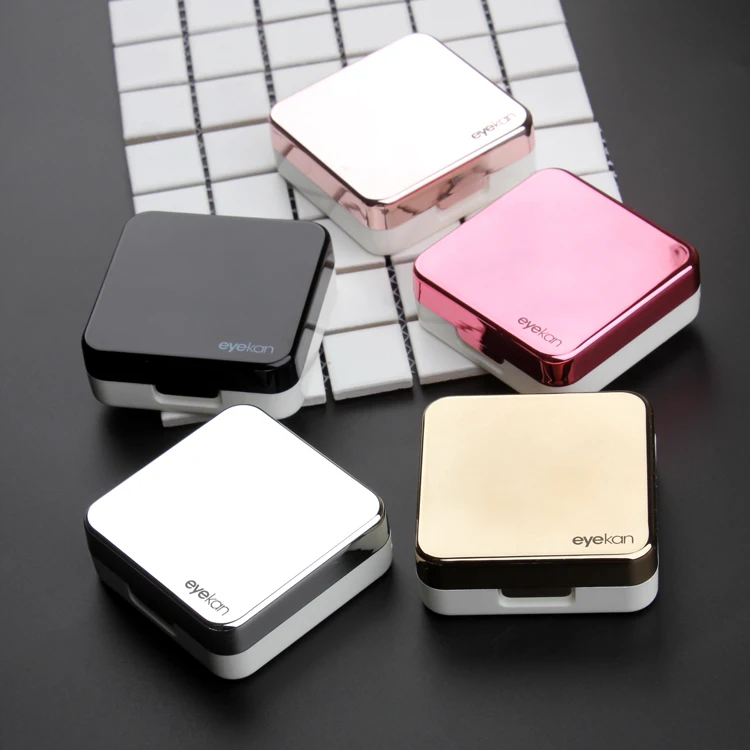 High Quality Reflective Cover Contact Lens Case with Mirror Color Contacts Lenses Container Cute Lovely Travel Kit Box