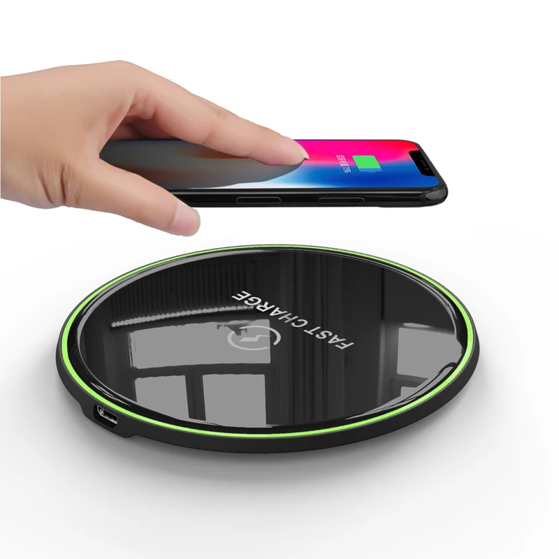 

New 10W Qi Wireless Charger for IPhone X/XS Max XR 8 Plus Fashion Glass Panel Wireless Charging Pad for Samsung S9 S10+ Note 9 8