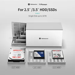 Yottamaster – boîtier de disque dur externe PS400U3, en aluminium, 4 baies, 2.5 "/3.5", usb 3.0,Support 4x16TB pour stockage personnel 