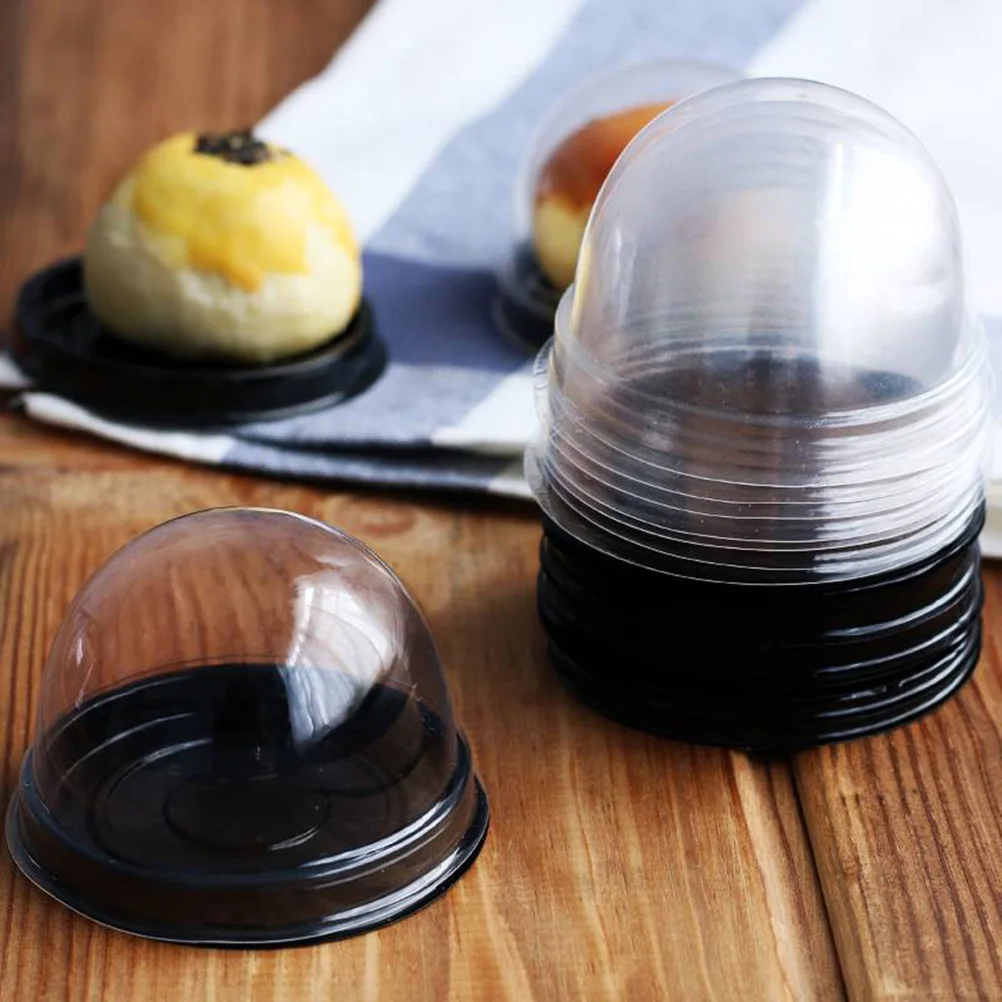 100 pcs Egg-Yolk Puff Box Baking Transparent Dome Boxes Packing Box for Mooncake 