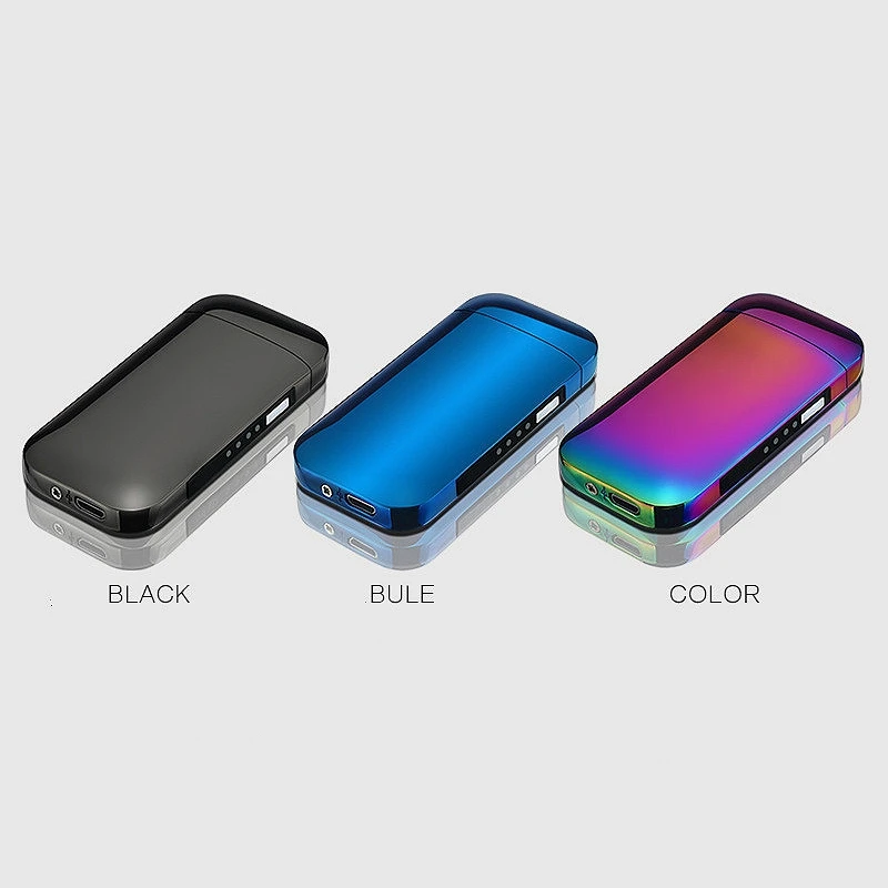 2 шт. прикуриватель: металлическая ветрозащитная электронная usb-зарядка прикуриватель двойной для Плазменно-дуговой импульсный Мощный светодиодный дисплей L