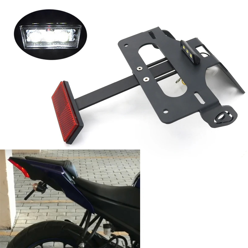 Color : Black SZHSM Motorcycle Rear Tail Tidy Fender Eliminator Kit License Plate Holder Bracket with LED Light，for Yamaha YZF R15 R150 2017-2020 
