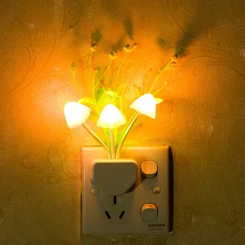 

Mushroom Colorful LED Night Lights Sensor Light Control Plant Night Lamp With EU/US Plug For Baby Bedroom Decoration