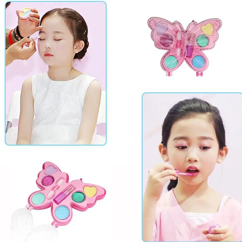 Творческие дети макияж набор игрушек для детей пачка покроя "покроя принцесса" для макияж с изображением бабочки Toy Box безопасные нетоксичные Смываемые девочек игрушки