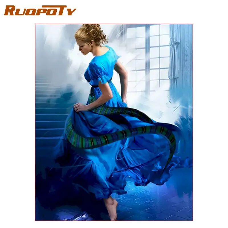 

RUOPOTY Frame DIY Picture On Wall Oil Painting By Number Portrait Home Decor Handmade Unique Gifts