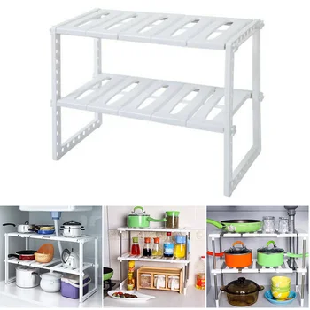 

2-Tier Sink Rack Organizer Storage Expandable Adjustable Kitchen Shelf Holder Hogard