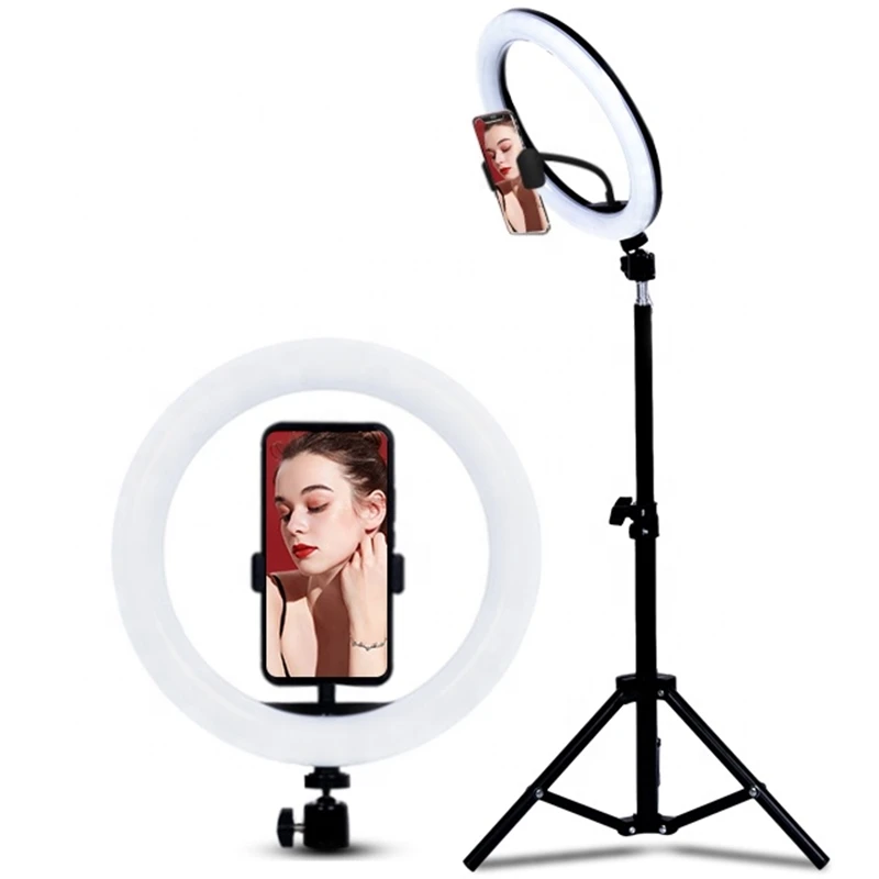 밝기 조절 LED 셀카 링 필 라이트 전화 카메라 Led 링 램프 삼각대 메이크업 비디오 라이브 Aro De Luz Para Hacer Tik Tok