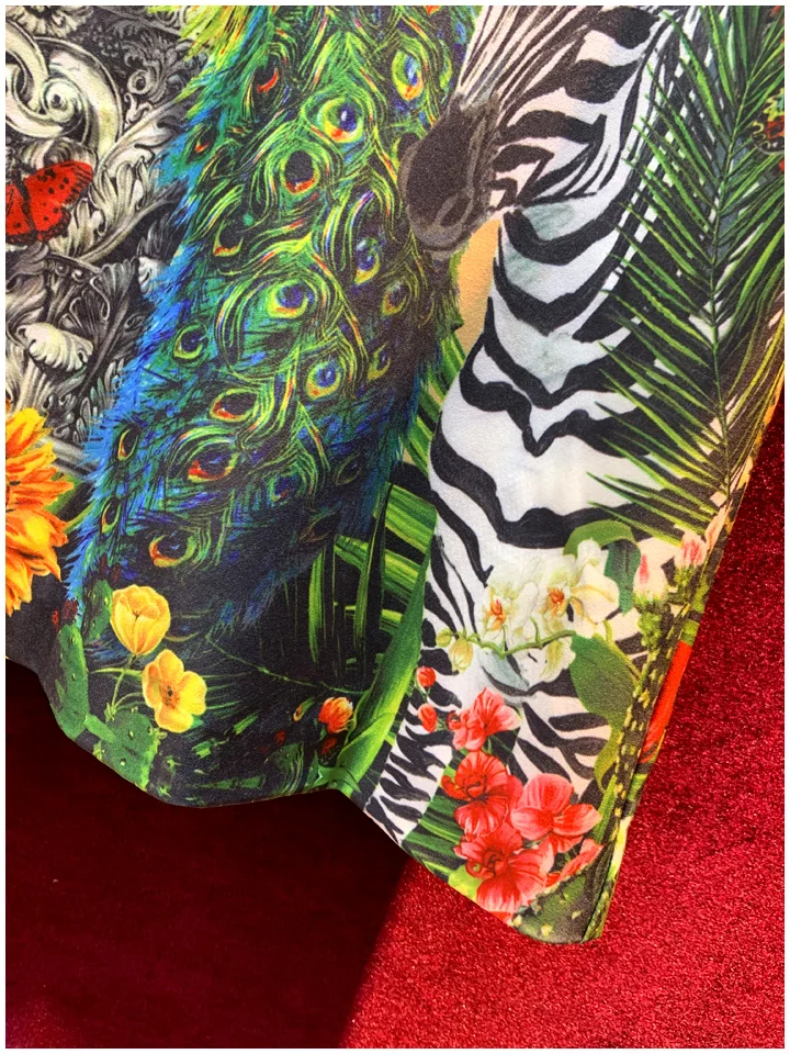 LD LINDA делла весна лето модное подиумное винтажное платье женское с коротким рукавом Животный цветочный принт Кристалл Бисероплетение свободное платье