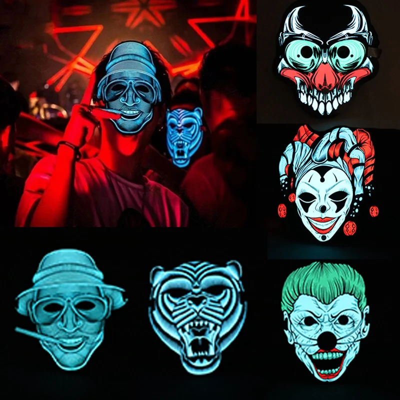 

Voice Control Glowing Mask LED Halloween Bar KTV Festival Mask K2