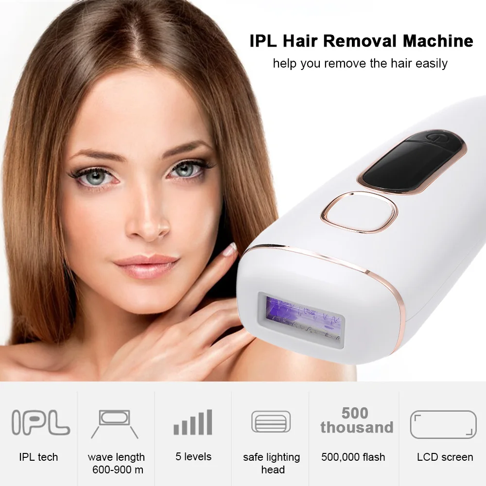 

IPL Permanent Hair Removal System for Women 5Levels with LCD Screen Facial Body Hair Remover Device Painless Use at Home