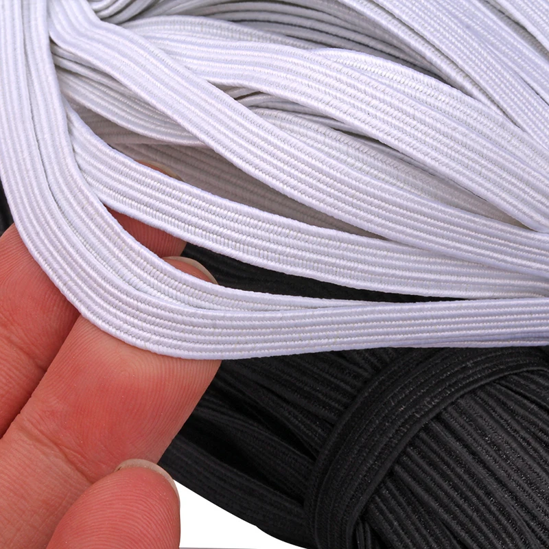 8mm White Color Sewing Elastic Band High Elastic Flat Rubber Band Waist Band  Sewing Stretch Rope Garment Accessories 