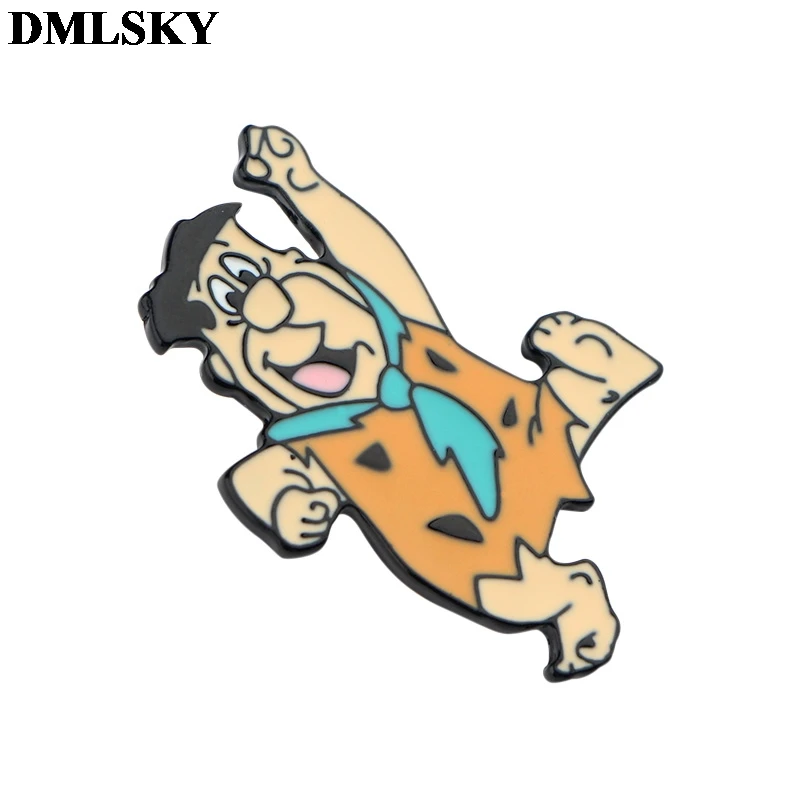 DMLSKY The Flintstones Personality brooch Metal Pin For Women Men Backpack Pin clothes Pins badge Hat Pin Charm JewelryM3986