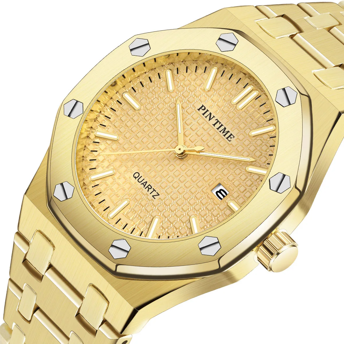 Золотые мужские часы Топ бренд класса люкс мужские модные простые кварцевые часы мужские спортивные стальные часы с датой Relogio Masculino reloj hombre