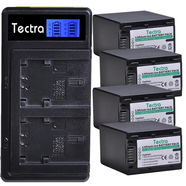 NP-FV100 - Batería Recargable Y Cargador Dual Compatible Con Sony DCR-SR15 SR21 SR68 SR88 SX44 SX45 SX63 SX65 SX83 SX85 HDR-CX105 CX130 CX150 CX155 CX160 CX190 US. W