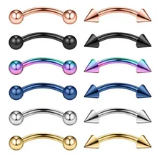 2 шт./лот, стальные пирсинг для бровей, смешанные цвета, изогнутая штанга, банан, пирсинг, Bijoux, серьги для губ, спираль, ювелирные изделия для пирсинга тела