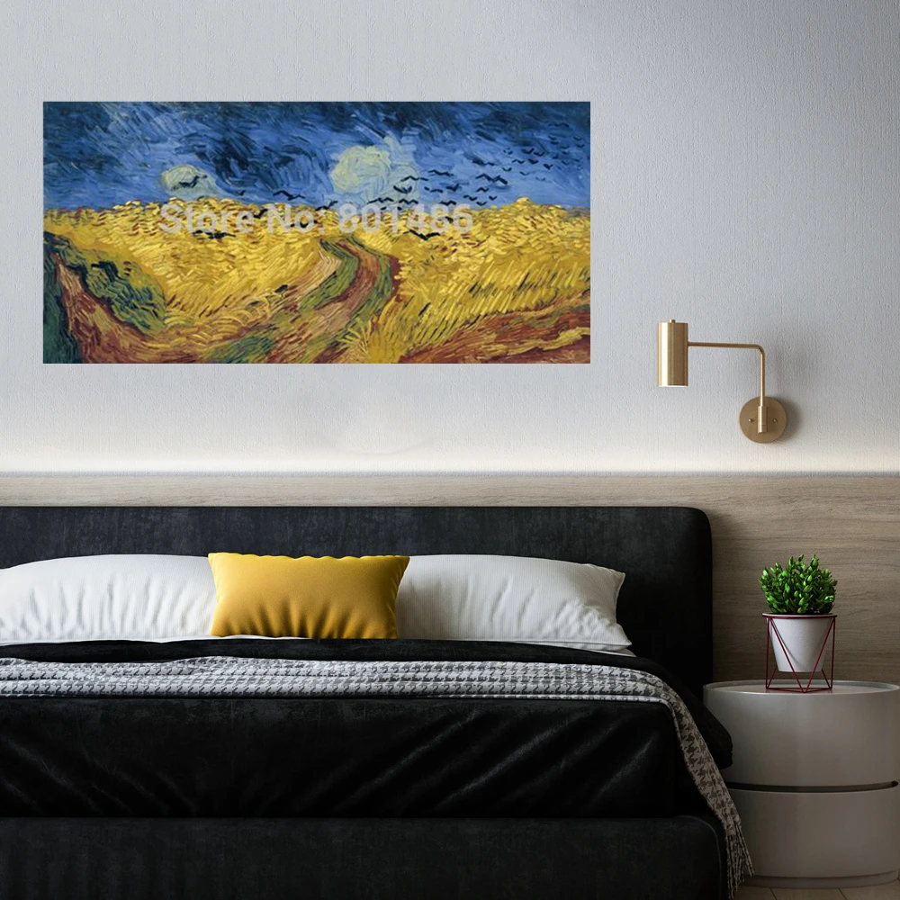 Wheatfield with Crows Landscape Painting Print on Canvas Van Gogh Artwork Home Decorative Picture Office Wall Decor | Дом и сад