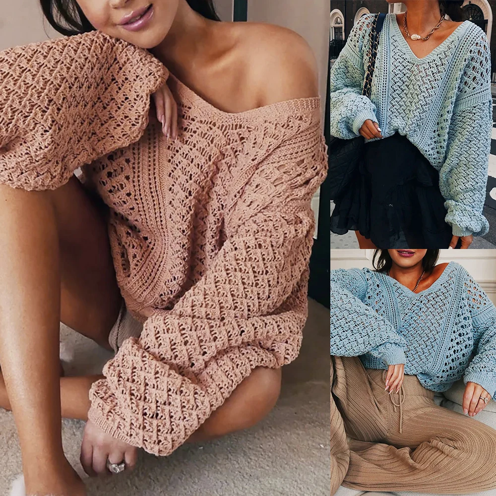 

Deep V Neck Women Tops Sweatshirt Long Sleeve Pullover For Ladies Autumn Winter Fashion Street Wear Female Sweater D30
