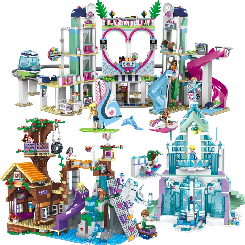 

Building Blocks Bricks Educational Toys ChildrenGirls Friends DIY Sweet Princess Series Ice Castle Model Sets