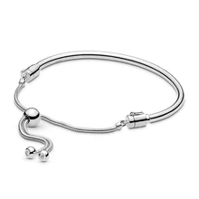 Стерлингового серебра 925 скользящий браслет подходит для Европы женщин Мода DIY Шарм бисера ювелирные изделия подарок