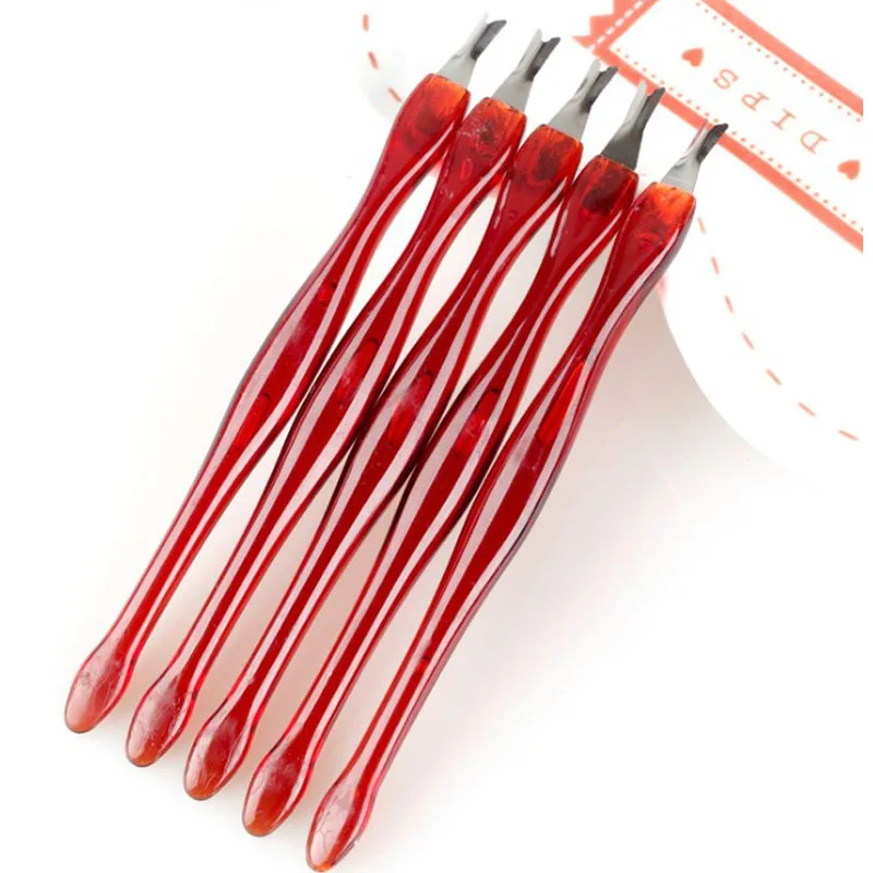 5pc Cuticle Pusher Nail Art Fork Manicure Tool Trim Dead Skin Remover