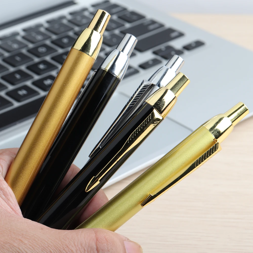 GENKKY шариковая ручка, пресс стиль, коммерческие металлические шариковые ручки для школы, офиса, стержень, автоматическая шариковая ручка, чернила, черный, синий