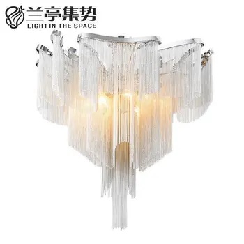 

Modern Italian Design Aluminum Chain Duplex Apartment Pendant Light Gorgeous Project Hotel Lighting Fixture