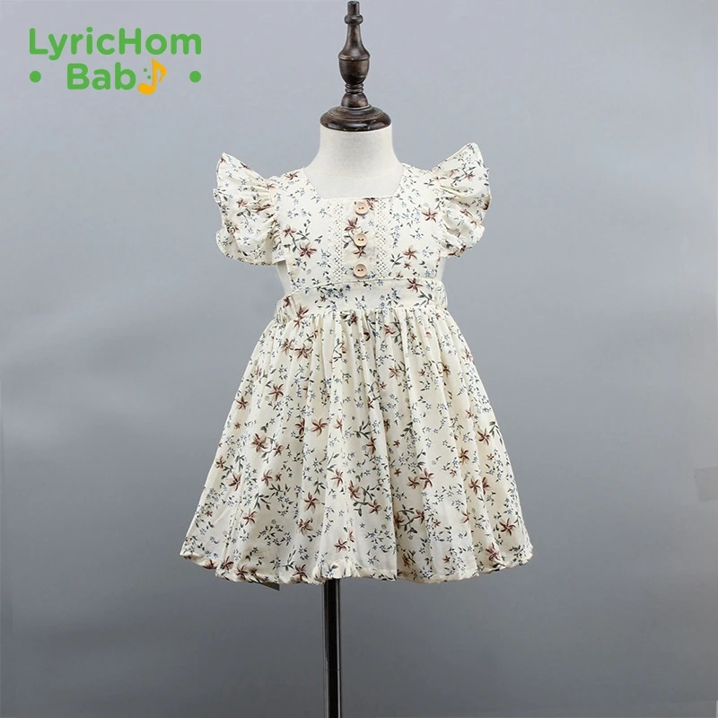 LyricHom Baby Dress 2021 kids dress New Summer Kid Girls Floral Sweet Children Party Suits Costume Clothing | Детская одежда и