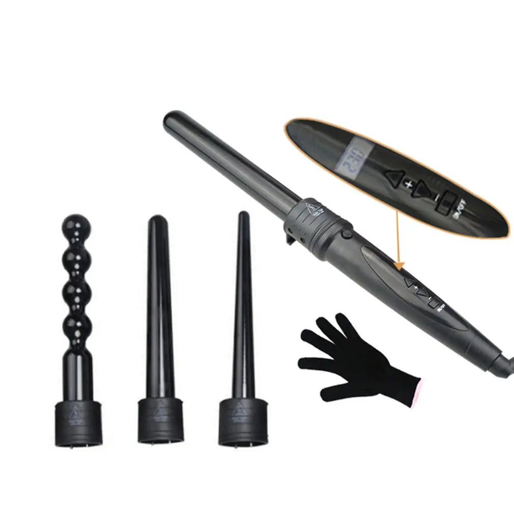 4 Pcs EU PLUG ЖК-керамический бар для игры в керлинг Электрический ЖК-дисплей для завивки волос керамический Железный трубчатый светодиодный дисплей щипцы для завивки керамических вьющихся волос артефакт - Цвет: 4 Pcs EU PLUG