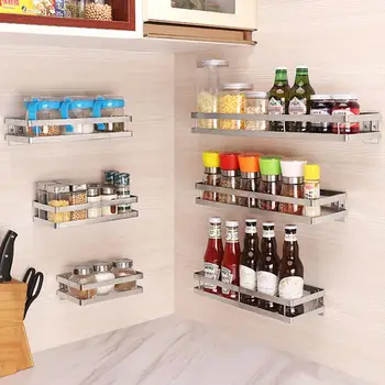 

Stainless Steel Storage Shelf Kitchen Spice Bottle Jar Bathroom Rack Organizer