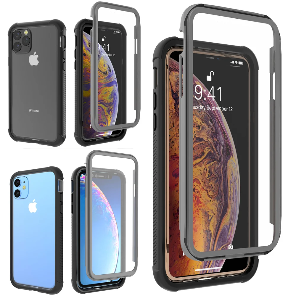 

For iPhone 11/11 Pro/11 Pro Max/Xs Max/Xr Case 360 Degree Protection Dustproof Shockproof Back Case Cellphone Anti-scratch Cover