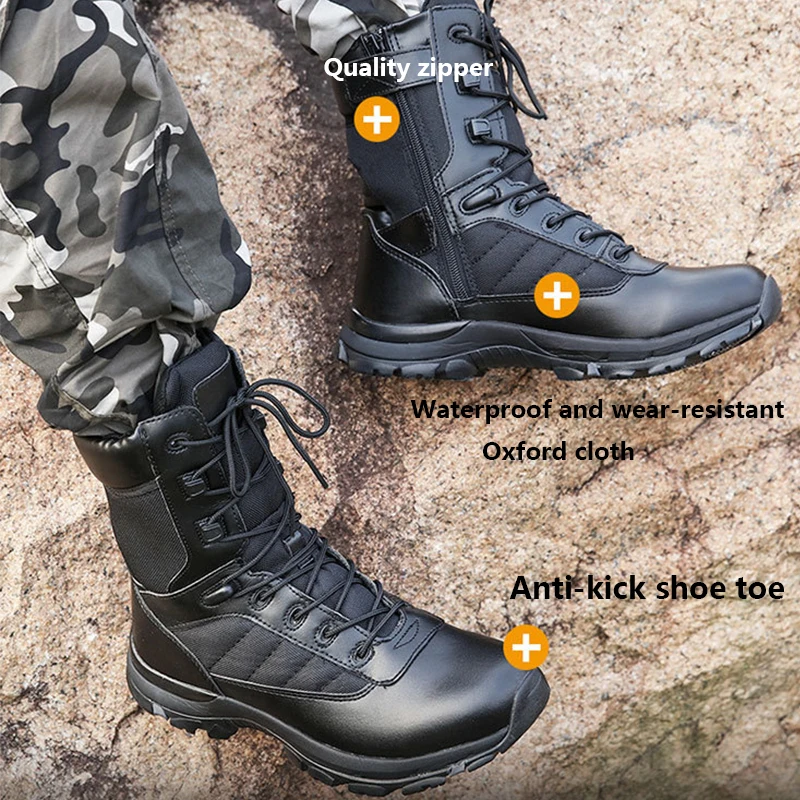 Men Outdoor Tactical Boots Waterproof Breathable Wear-resistant Oxford Non-slip Military Shoe Slow Shock Climbing Training Boots
