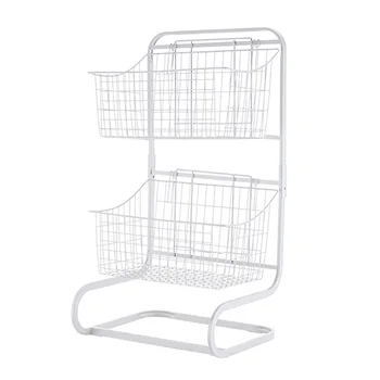 

Storage Holder 2 Tier Fruit Basket Iron Wire Snacks Countertop Organizer Vegetables For Kitchen Multipurpose Large Capacity