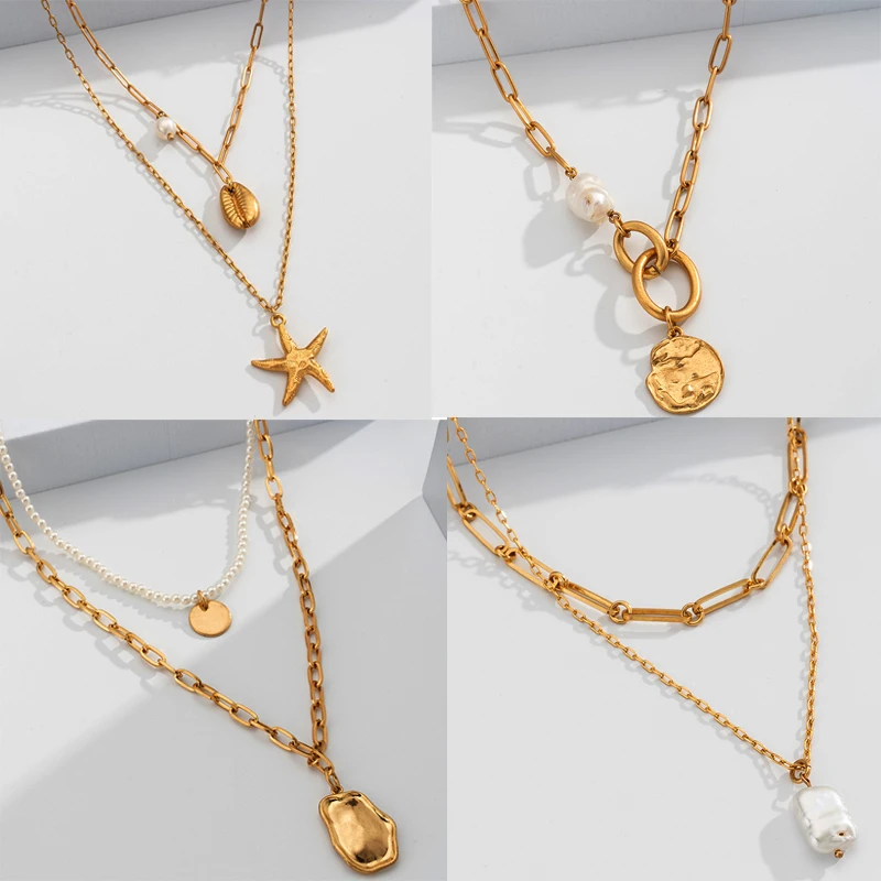Bohemia Necklace for Women Multi-layer Necklaces Punk Metal Women's jewelry layered accesories girls clothing aesth | Украшения и