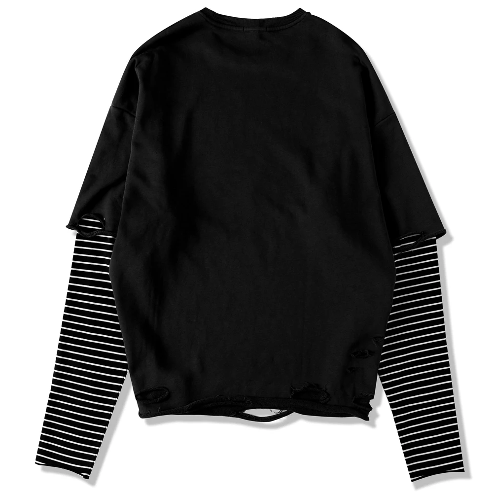 OSCN7 High Street Print поддельные мужские футболки из двух частей футболки с длинными рукавами хип-хоп повседневные женские футболки уличная одежда 2517