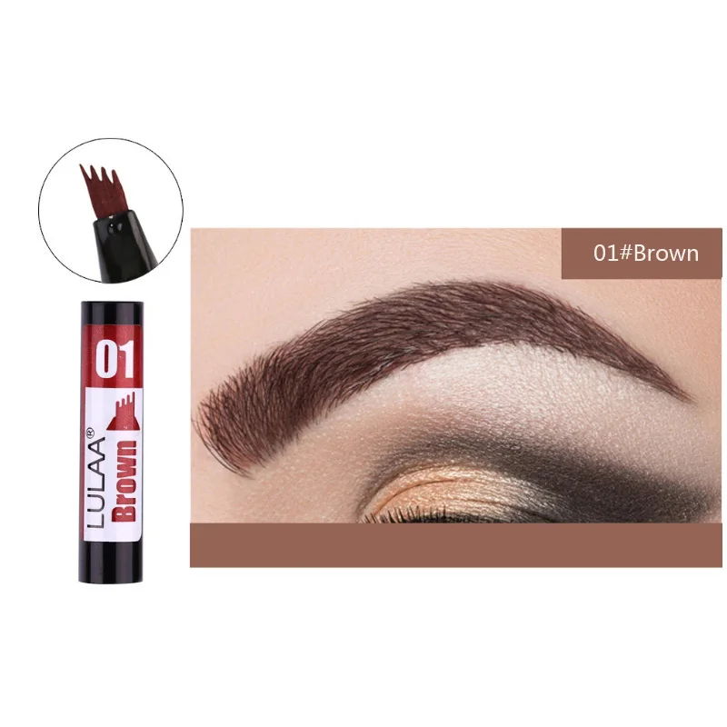 6 Color Microblading Eyebrow Pencil Waterproof Fork Tip Tattoo Pen Tinted Fine Sketch Eye Brow Pencils Long Lasting Eyebrows - Цвет: Brown