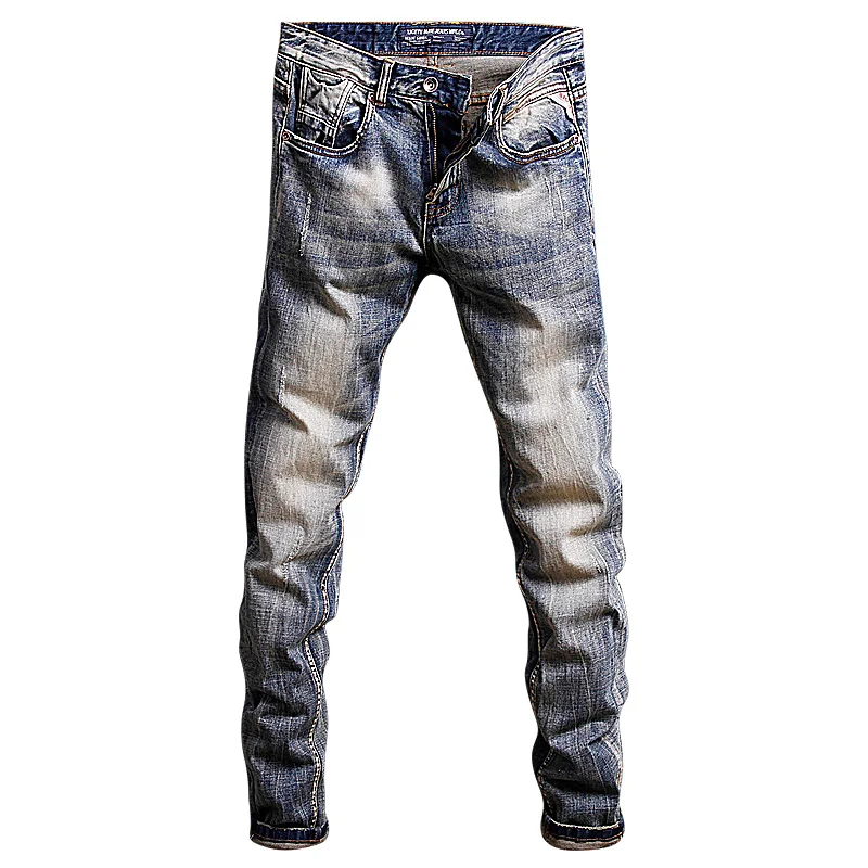 Italian Vintage Designer Men Jeans High Quality Classical Slim Jeans Men Denim Pants Retro Wash Streetwear 3