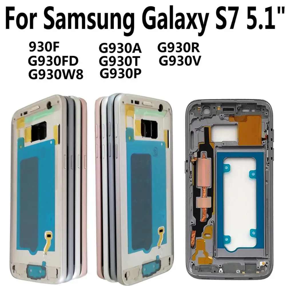 Рамка для ЖК-экрана Samsung Galaxy S7 100% дюйма G930 G930F G930W8 G930A G930T G930P G930V G930R передняя средняя
