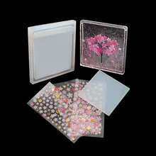 סאקורה בעבודת יד חול טובעני אפוקסי סיליקון עובש UV עץ כיכר צורת אפוקסי שרף תבניות ביצוע מלאכות חול טובעני דגם עובש סט(China)