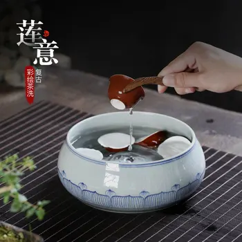 

】 tea to wash large writing brush washer water jar lotus washed ceramic kung fu tea accessories tea ceremony with zero