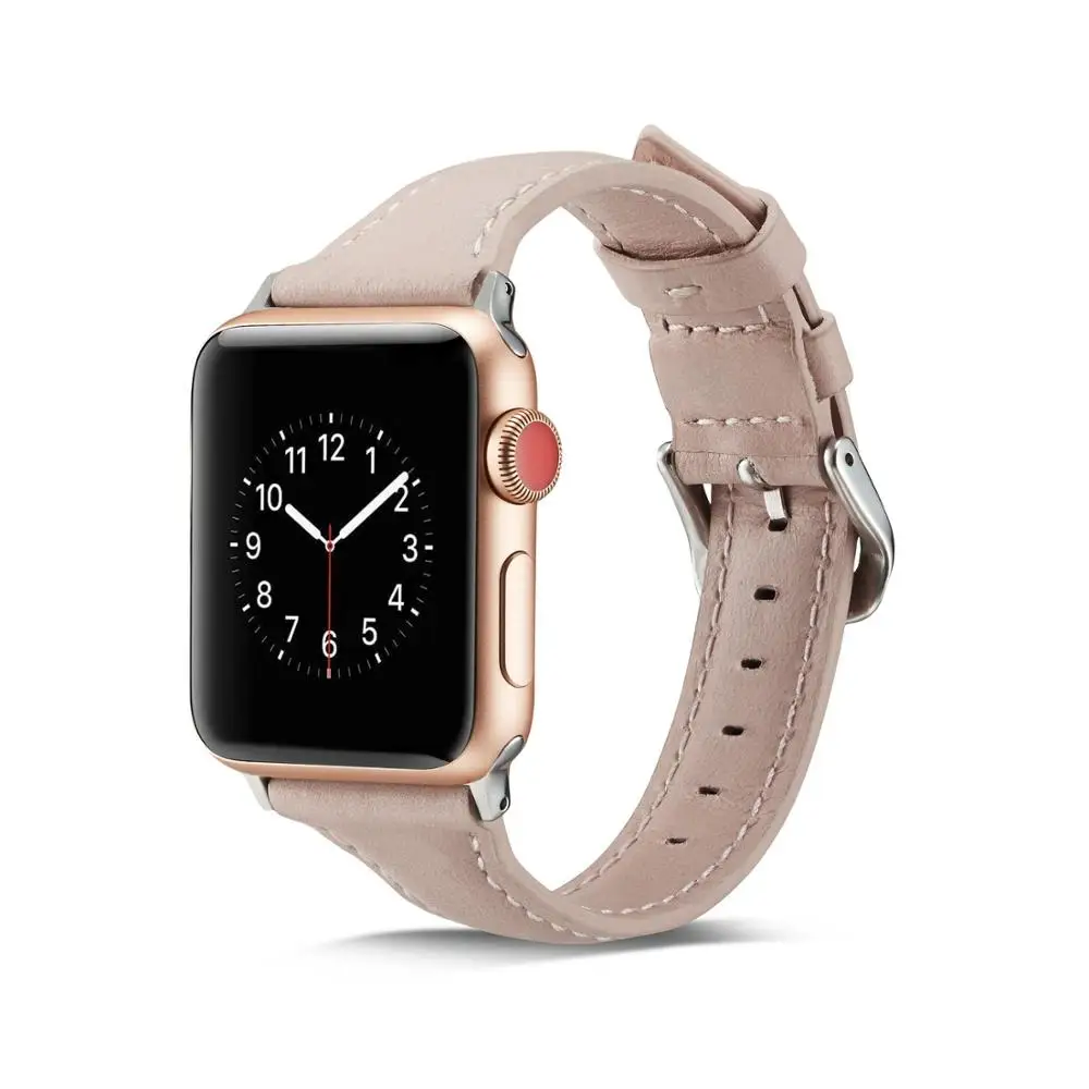 Новейшая модель; кожаный ремешок для наручных часов Apple Watch, версии 5/4/3/2/1 для наручных часов IWatch, ремешок 42 мм, 38 мм, 40 мм 44 Спортивный Браслет замена - Цвет ремешка: Pink