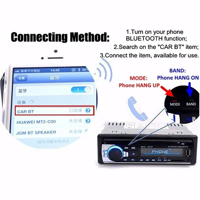 Автомагнитола 1DIN 12 В Авторадио Bluetooth автомобильный стерео в тире MP3 плеер Aux вход USB FM радио приемник