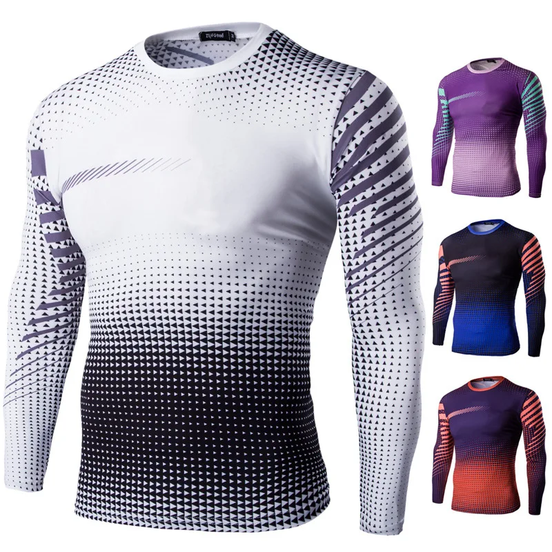 

Autumn And Winter New Style Men Digital Printing Long Sleeve Quick Drying Clothes Athletic T-shirt