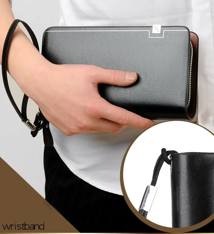 Brand Men Wallets carteira masculina couro coin pocket Double Zip Male Wallet long Large Men Purse hombre clutch bag Business 5